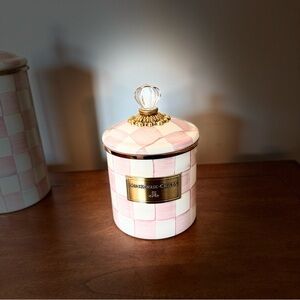 MacKenzie-Childs Pink and White Checkered Candle Holder